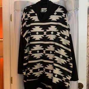 Southwest pattern cowl neck sweater